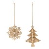 Glittered Pine Tree & Snowflake Ornament – 5"H Christmas Gold Holiday Hanging, Set of 12 by Melrose - 2 of 4