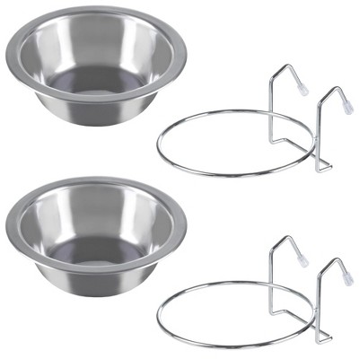 Set Of 2 Elevated Dog Bowls - Stainless-steel 40-ounce Food And Water Bowls  For Dogs And Cats In A Raised 3.5-inch-tall Decorative Stand By Petmaker :  Target