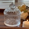 Slickblue Ribbed Glass Jar with Lid, Clear 4x4x5 in for Candy, Jewelry, or Bath Storage - 2 of 3