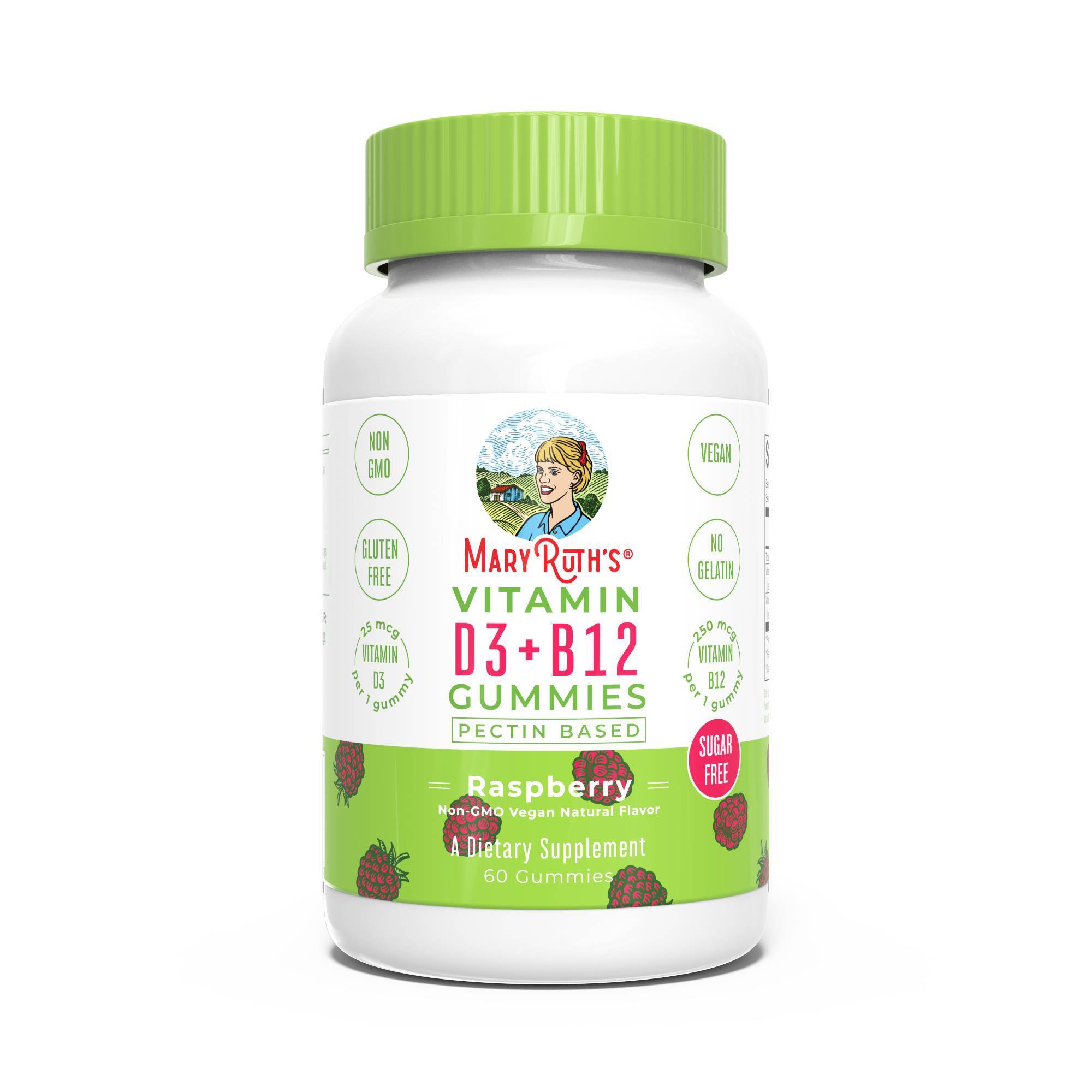 MaryRuth's Vitamin D3 + B12 Sugar Free Vegan Gummies - 60ct: Multivitamin Supplement, 60 Gummies