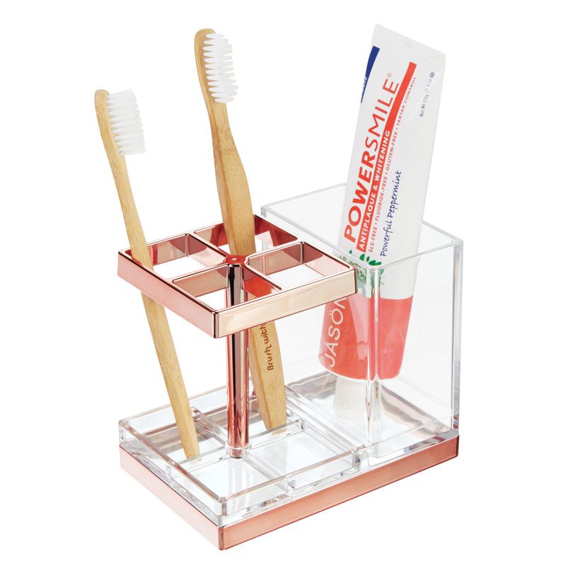 mDesign Plastic Toothbrush/Toothpaste Storage Organizer Holder, 1 of 9