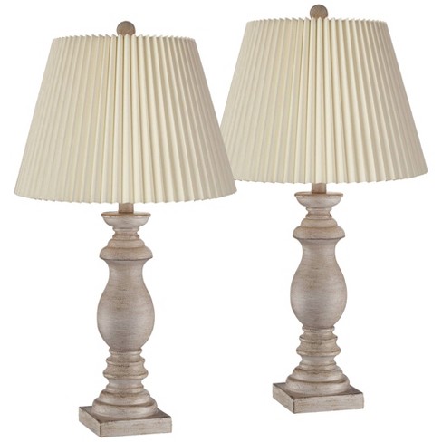 Regency Hill Shabby Chic Table Lamps 28 Tall Set Of 2 Antique White Washed  Petite Artichoke Font Beige Fabric Bell Shade For Living Room : Target