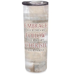 Elanze Designs Embrace Dreams Foggy Sand 20 ounce Stainless Steel Travel Tumbler - 1 of 4