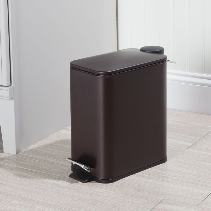 mDesign Slim Metal 1.3 Gallon Step Trash Can with Lid/Liner Bucket, 2 of 6