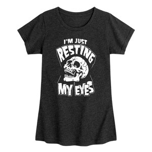 Girls' - Instant Message - Resting My Eyes Fitted Short Sleeve Graphic T-Shirt - 1 of 4