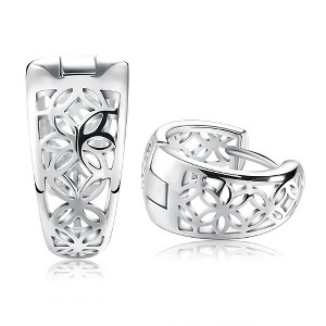 Filigree Wide Hoop Earrings for Women White Gold Plated Ginger Lyne Collection - 1 of 4