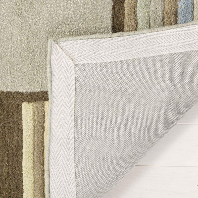 Tadpole Green Striped Wool and Viscose 5' x 8' Area Rug