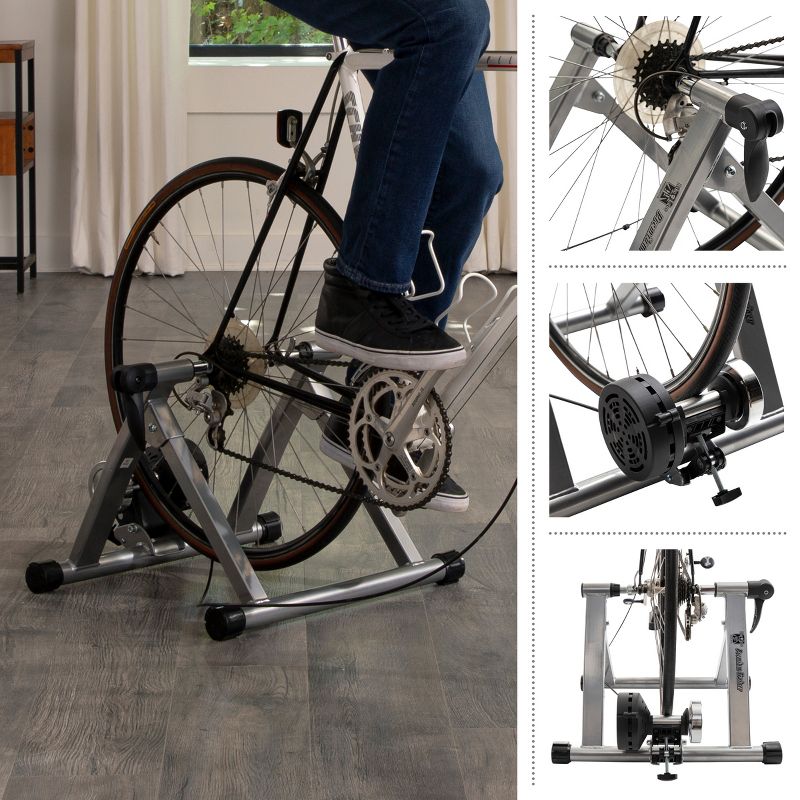 Indoor Bike Trainer – Convert Mountain, Road, or Beach Bicycle into a Stationary Exercise Bike for Indoor Riding All Year Round by Bike Lane (Silver), 4 of 9