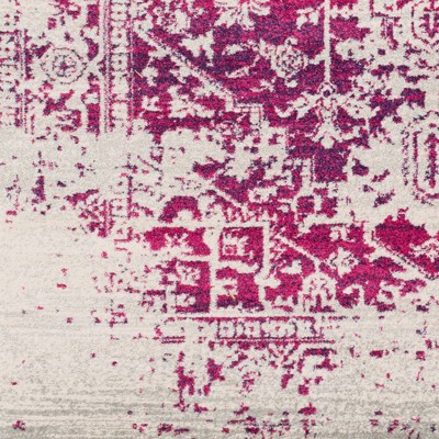Vibrant Purple and Red Floral Motif Rectangular Rug