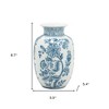 HomeRoots 9" Light Blue And White Floral Round Porcelain Jar - 3 of 4