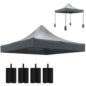 Outsunny 10' x 10' Canopy Cover with Weight Bags, UPF50+ Pop Up Canopy Replacement Top - 1 of 4