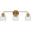 Progress Lighting Quillan 3-Light Vanity Light, Gold Ombre, Elliptical Glass Shades - 2 of 4
