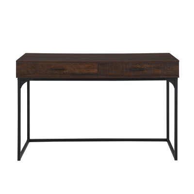 Elm and Black Wood Computer Desk with Drawers