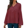 Anna-Kaci Women's Long Sleeve Button Front Peasant Top with Gathered Waist and Flowy Fit - 2 of 4