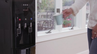 hTRIO Black Bottom Loading Water Dispenser with Single-Serve Coffee Machine  Built-In