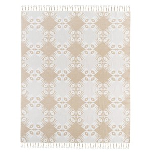 50"x60" Hand in Hand Throw Blanket Tan - Jungalow by Justina Blakeney: Bohemian Style, Woven Acrylic-Polyester Mix with Tassels - 1 of 4