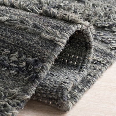 Charcoal and Ivory Handwoven Wool Runner Rug