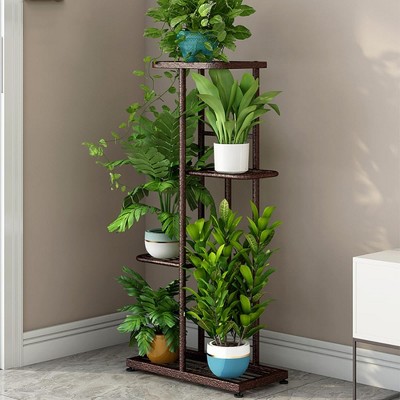 4 Tier Plant Stand, Tall Metal Shelf Holder for Indoor Outdoor, Corner Tiered Multiple Flower Plants Shelf Stand