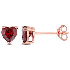 EVERLY JEWELRY | Silver 1 CT TGW Cubic Zirconia Heart Solitaire Stud Earrings– Multiple Gemstone & Metal Color Options - 1 of 4