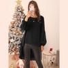 Seta T Women's Lantern Long Sleeve Round Neck High Low Irregular Hem Casual Blouse - 2 of 4