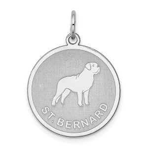Black Bow Jewelry Sterling Silver Laser Etched St. Bernard Dog Pendant, 19mm - 1 of 4