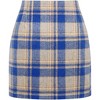 Women's High Waist Plaid Skirt - Wool Blend Bodycon Pencil Mini Skirt Blue - 2 of 4