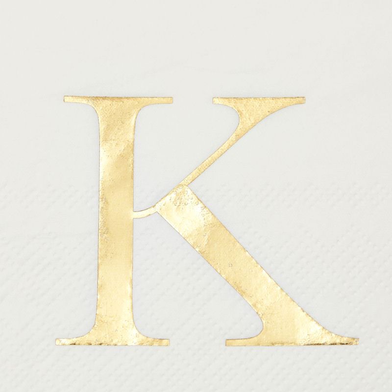 Sparkle and Bash 100 Pack Gold Foil Initial Letter K White Monogram Paper Napkins for Dinner Party, 4 x 8 In, 3 of 8