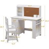 Kids Desk and Chair Set, Wooden Study Table with Storage Shelf, Bulletin Board, Children School Learning Desk Set - 2 of 4