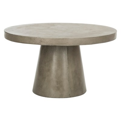 Delfia Modern Concrete Round Dia Coffee Table - Dark Gray - Safavieh