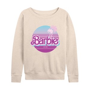 Women's - Barbie - Retro Style Lightweight French Terry Wide Neck Long Sleeve Shirt - 1 of 4