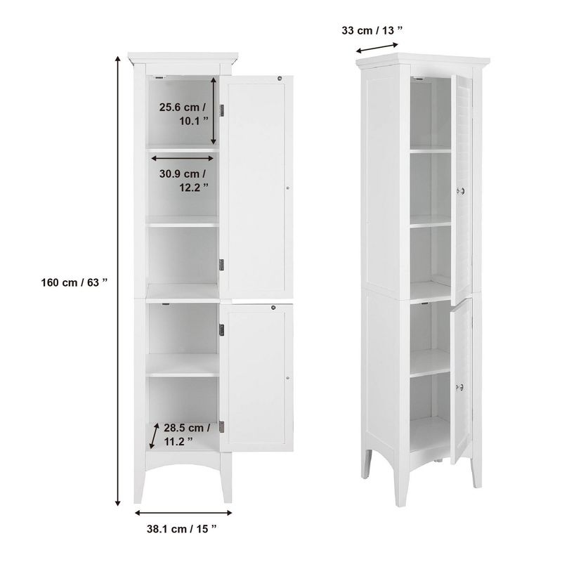 Slone Two Door Shuttered Linen Cabinet - Elegant Home Fashion, 4 of 18