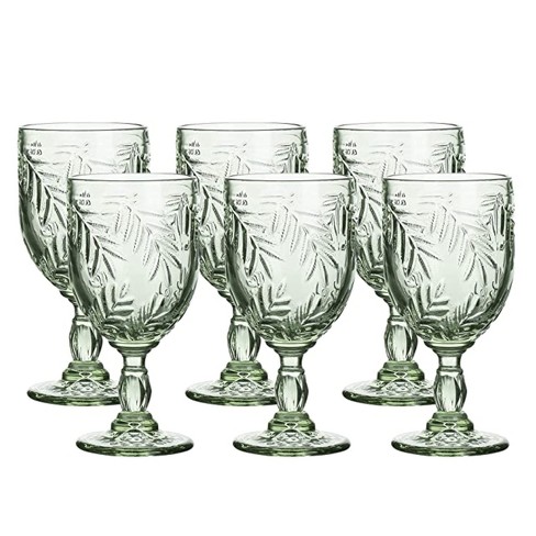 East Creek 8.5 Oz Embossed Design And Vintage Colored Glass Goblets With  Stem Set Of 6, Violet : Target