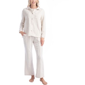MUK LUKS Women's Quilted Shacket 3 Piece Pajama Set - 1 of 2