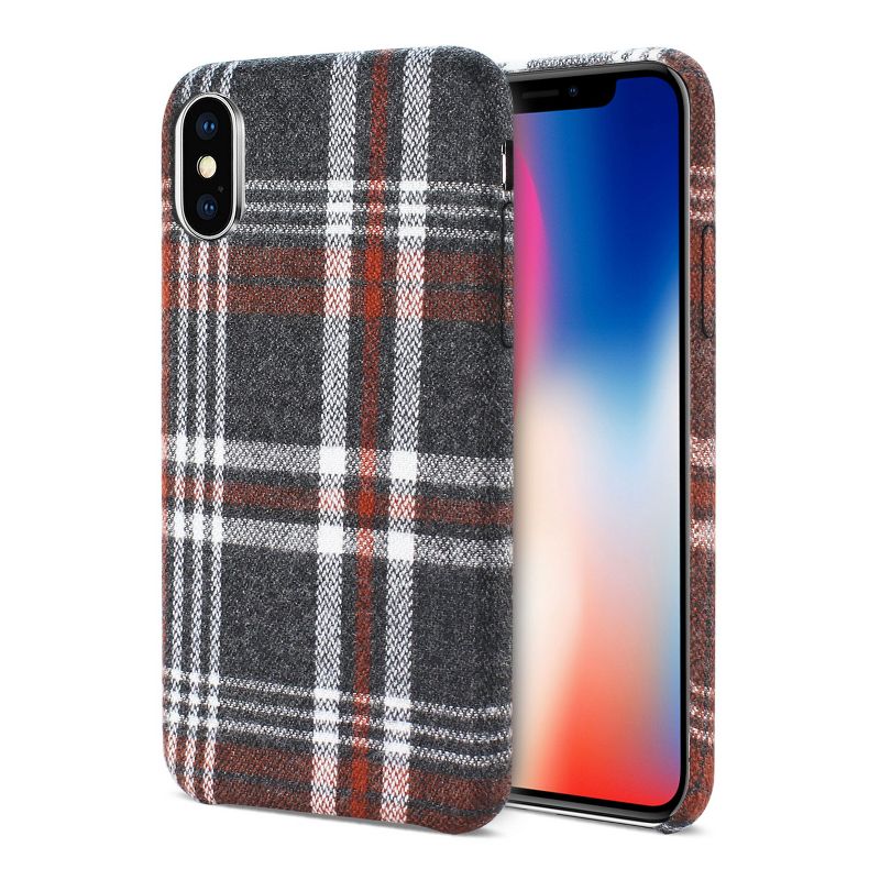 Reiko iPhone X/iPhone XS Checked Fabric Case in Brown, 2 of 5