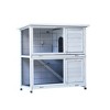Rabbit Hutch Outdoor,2-Story Rabbit Cage Indoor with Run, Bunny Cage with 2 Removable No-Leak Trays, Non-Slip Ramp, Waterproof Roof, Fence - 2 of 4