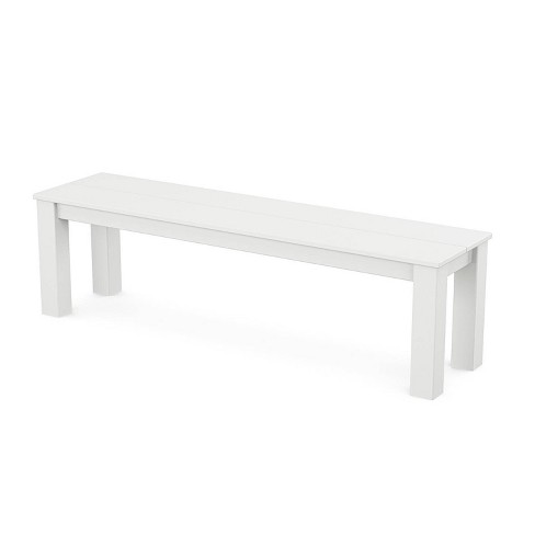Polywood Parsons Outdoor Patio Dining Bench White: Stain-resistant, Uv ...