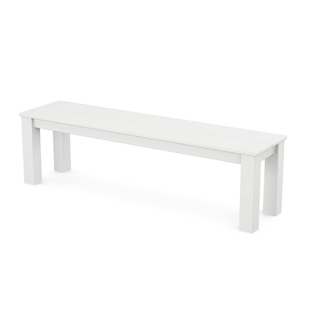 POLYWOOD Parsons Outdoor Patio Dining Bench White: Stain-Resistant, UV-Protected, 60" Width, Seats 2