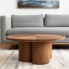 HomeRoots 39" Natural Solid Wood Round Pedestal Coffee Table - 2 of 4