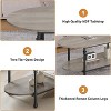 Nasitip Oval Coffee Table, 2-Tier Mid-Century Low Coffee Table with Storage Shelf for Living Room or Office, 47.2", Brown/Gray - 3 of 4