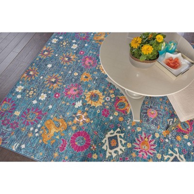 Denim Delight Floral Synthetic 6'7" x 9'6" Easy-Care Rug