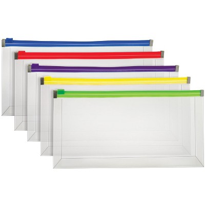 Pendaflex Poly Zip Envelope, Check Size, Assorted Colors, pk of 5