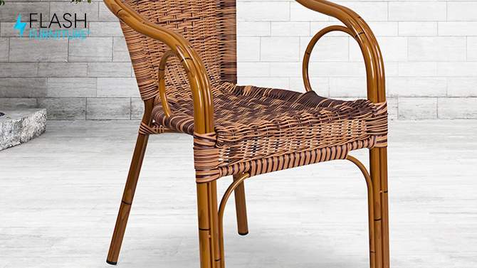 Flash Furniture Cadiz Series Rattan Restaurant Patio Chair with Bamboo-Aluminum Frame, 2 of 12, play video