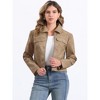Allegra K Women's Faux Leather Zip Up Long Sleeve Vintage Moto Biker Jackets - 4 of 4