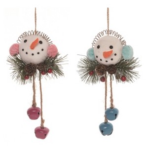 Transpac Foam Colorful Earmuff Snowman Ornament Set of 2 Christmas Home Decorations - 1 of 1