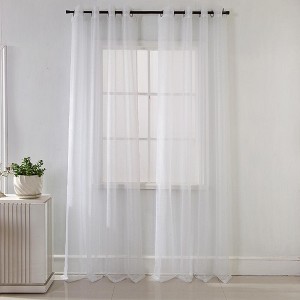 Ramallah Lonnie Grommet Curtain Panel - 54x90", White - 1 of 4