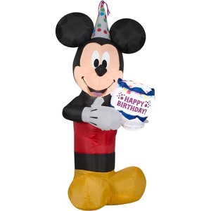 Gemmy Airblown Inflatable Birthday Party Mickey Mouse with Cake, 3.5 ft Tall, Black - 1 of 4