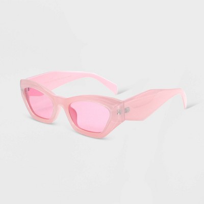 Women\'s Plastic Geometric Cateye Sunglasses - Wild Fable™ Pink : Target