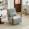 Modern Swivel Accent Chair, Upholstered Lounge Reading Chair with Solid Wood Arms, 360° Linen Blend Armchair for Living Room, Nursery-Koiai - 4 of 4