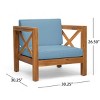 1 Piece Acacia Wood Patio Accent Chair,Waterproof Fabric Upholstered Lounge Club Chair,Armrests Club Chair For Balcony Or Garden-Coolbibila - 4 of 4