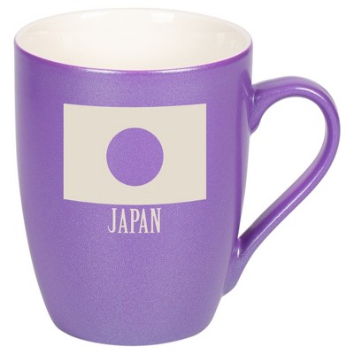 Elanze Designs Japan Japanese Flag 10 Ounce Ceramic Laser-Etched Engraved Drinkware Mug, Metallic Passion Purple
